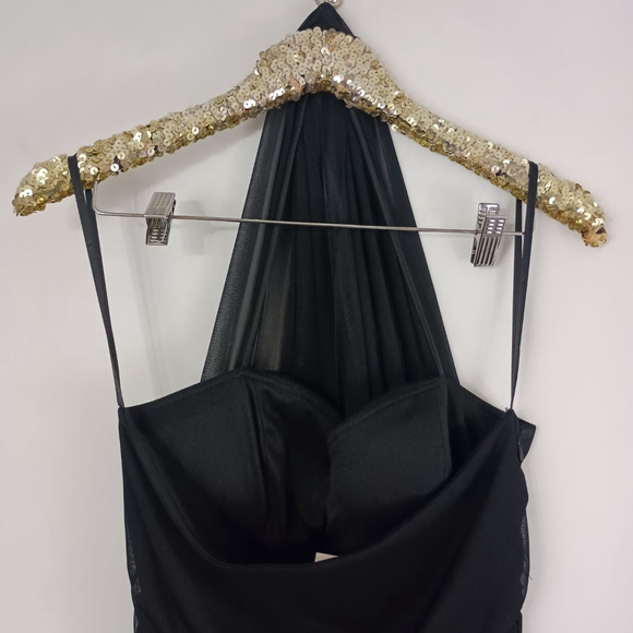 Vintage Y2K 2000s Blondie Nites Juniors Black Halter Prom Dress Ruffles - Picture 5 of 8